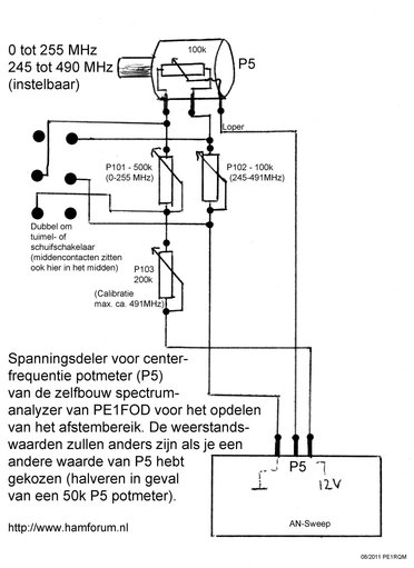 Alleen de bovenste potmeter komt in het voorfrontje plus een schakelaar. De drie onderste potmeters zijn instelpotmeters en dienen éénmalig afgeregeld te worden en kunnen in de behuizing gemonteerd worden.